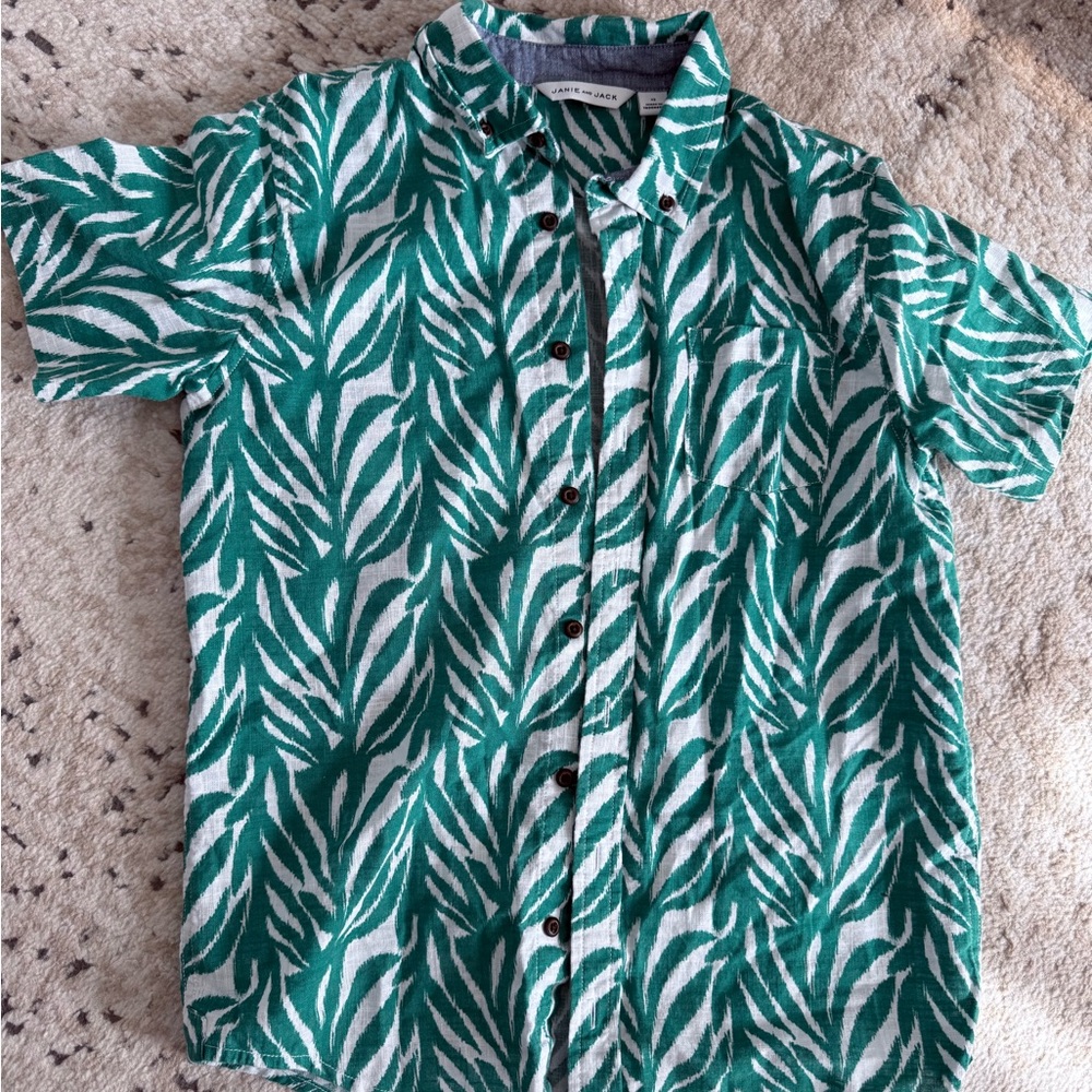 Janie and Jack Green Pattern Shirt